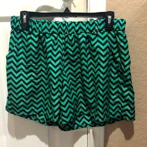 Green & Black Chevron Shorts